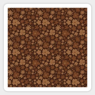 BROWN NEUTRAL EARTHY FLOWER POWER 60S PATTERN Sticker